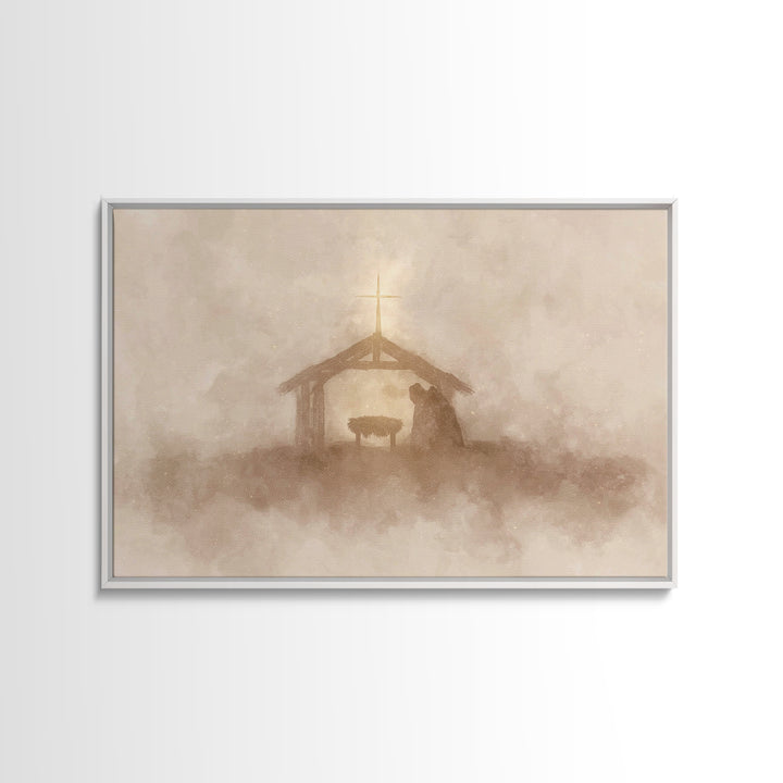 Silent Nativity – Framed Canvas Print – Christian Art Canvas – Christian Wall Art – Christmas Art – Jesus Christmas Art – Christian Gift Id