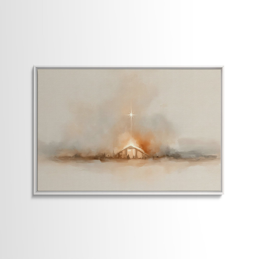 Heavenly Night – Framed Canvas Print – Christian Wall Art – Christmas Art – Christian Art Canvas – Jesus Christmas Art – Christian Gift