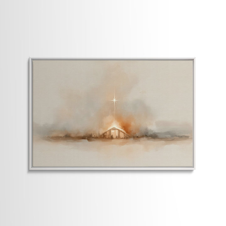 Heavenly Night – Framed Canvas Print – Christian Wall Art – Christmas Art – Christian Art Canvas – Jesus Christmas Art – Christian Gift