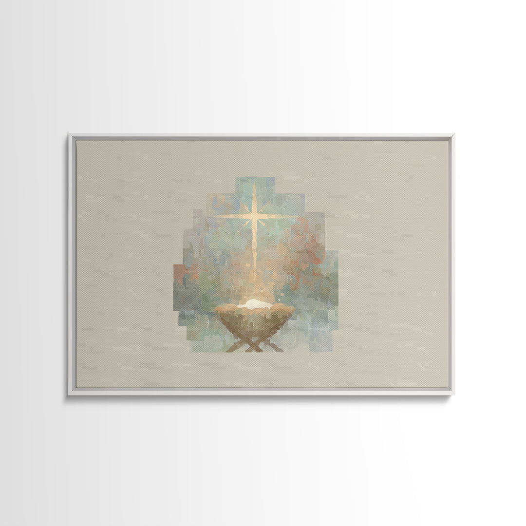 Sacred Dawn | Framed Canvas Print | Christian Art Canvas | Christmas Wall Art | Jesus Painting | Christian Christmas Art | Christian Home D