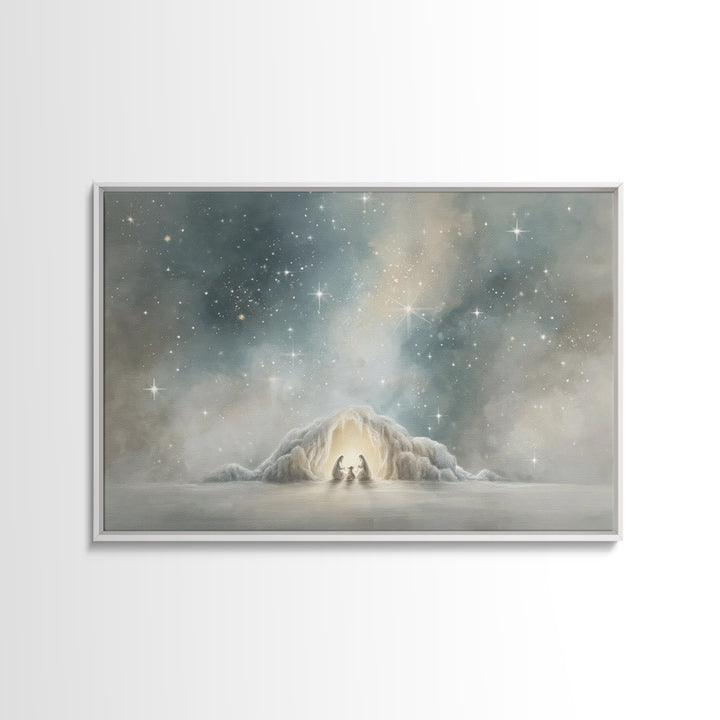 Blessed Nativity – Framed Canvas Print – Christian Christmas Art – Christian Wall Art – Jesus Painting – Christmas Art Work – Christian Dec
