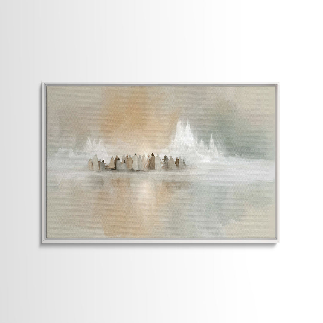 Gathered In Light | Framed Canvas Print | Christian Art Canvas | Christmas Art | Christian Wall Art | Jesus Christmas Art | Christian Decor