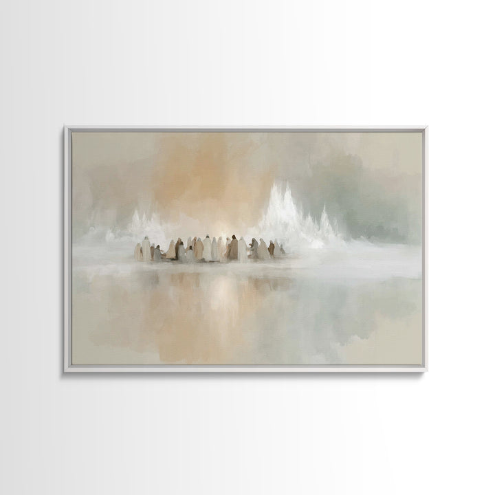 Gathered In Light | Framed Canvas Print | Christian Art Canvas | Christmas Art | Christian Wall Art | Jesus Christmas Art | Christian Decor