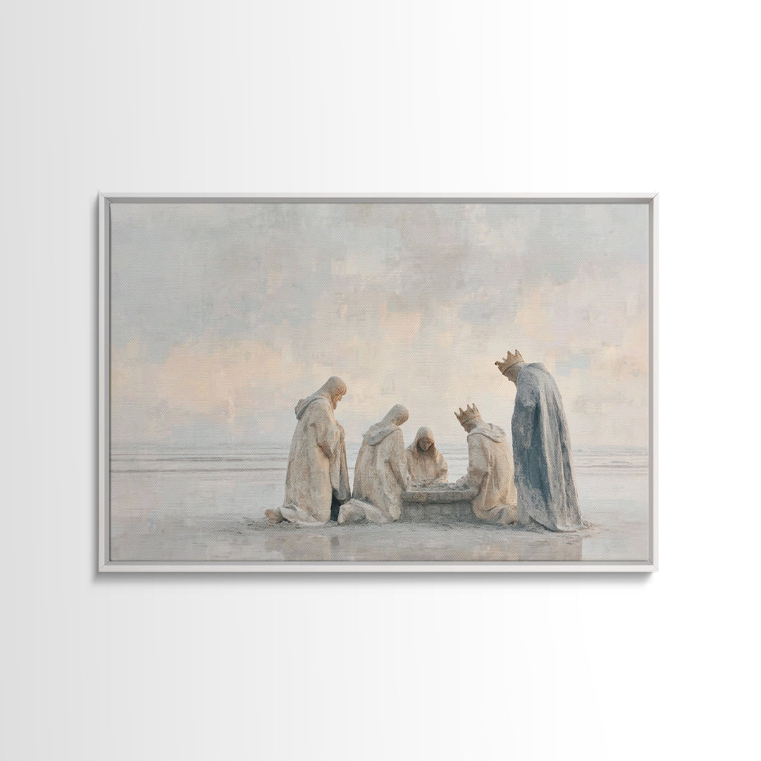 Quiet Devotion – Framed Canvas Print – Christian Wall Art – Christian Art Canvas – Christmas Art – Jesus Christmas Art – Christian Christma