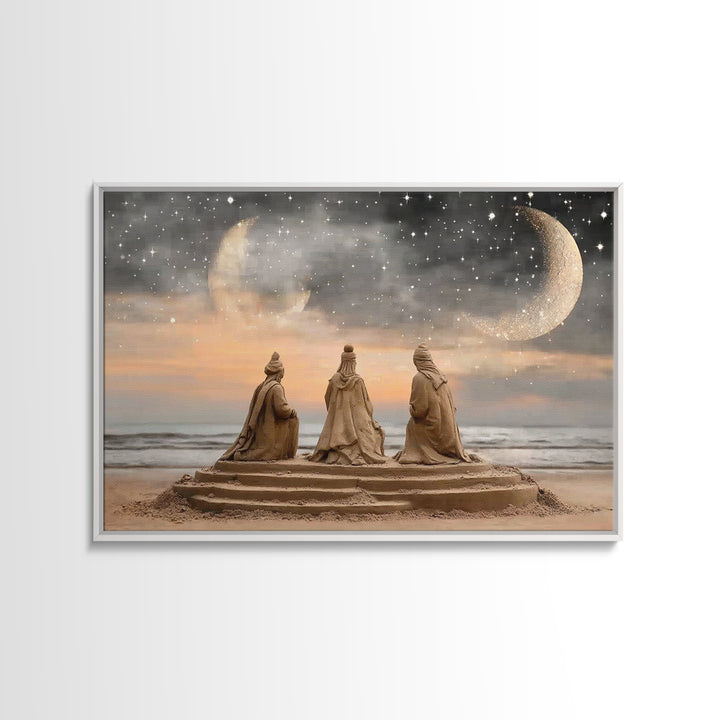 Moonlit Journey | Framed Canvas Print | Christian Wall Art | Jesus Christmas Art | Christian Art Canvas | Christmas Art | Christian Gift Id