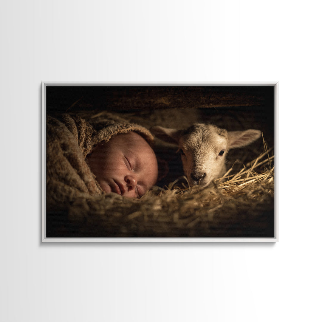 Silent Nativity – Framed Canvas Print – Christian Art Canvas – Christian Wall Art – Christmas Wall Art – Christian Art – Jesus Painting