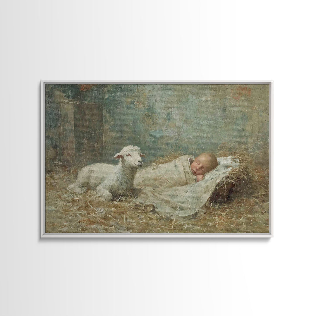 Holy Night Peace – Framed Canvas Print – Jesus Painting – Christian Wall Art – Christian Art Canvas – Christian Art – Christmas Wall Art