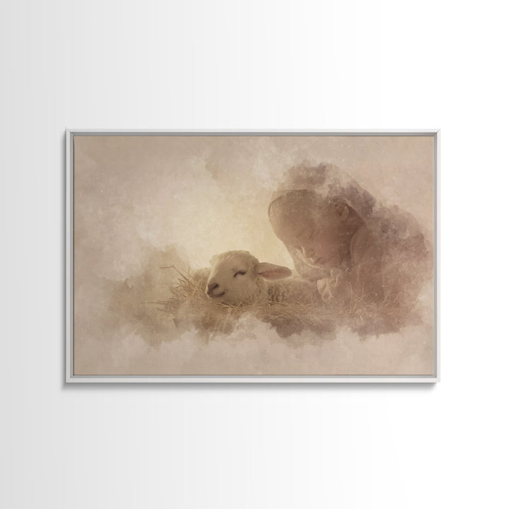 Divine Innocence – Framed Canvas Print – Christian Wall Art – Jesus Painting – Christian Art – Christmas Wall Art – Christian Art Canvas