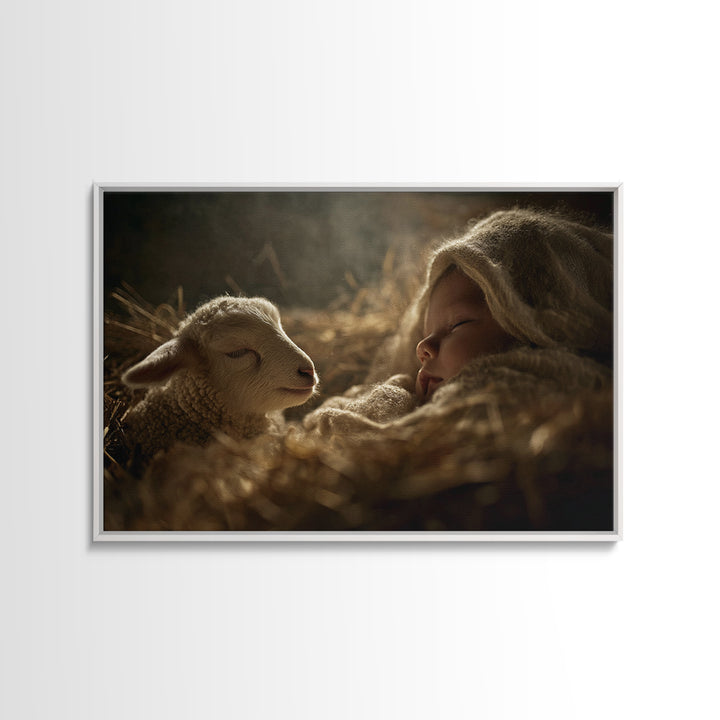 Sacred Slumber – Framed Canvas Print – Christian Art Canvas – Jesus Painting – Christian Wall Art – Christian Art – Christmas Wall Art