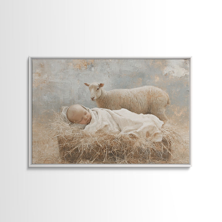 Lamb of Light – Framed Canvas Print – Christian Art – Christmas Wall Art – Christian Art Canvas – Christian Wall Art – Jesus Painting