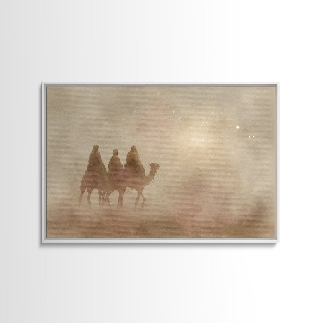 Sacred Night Trail – Framed Canvas Print – Christian Art – Christian Wall Art – Christian Christmas Art – Christmas Art Prints – Unique Chr