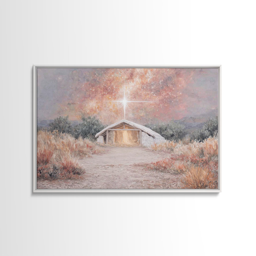 Cherished Nativity – Framed Canvas Print – Jesus Painting – Christian Art – Christian Wall Art – Christmas Wall Art – Christian Art Canvas