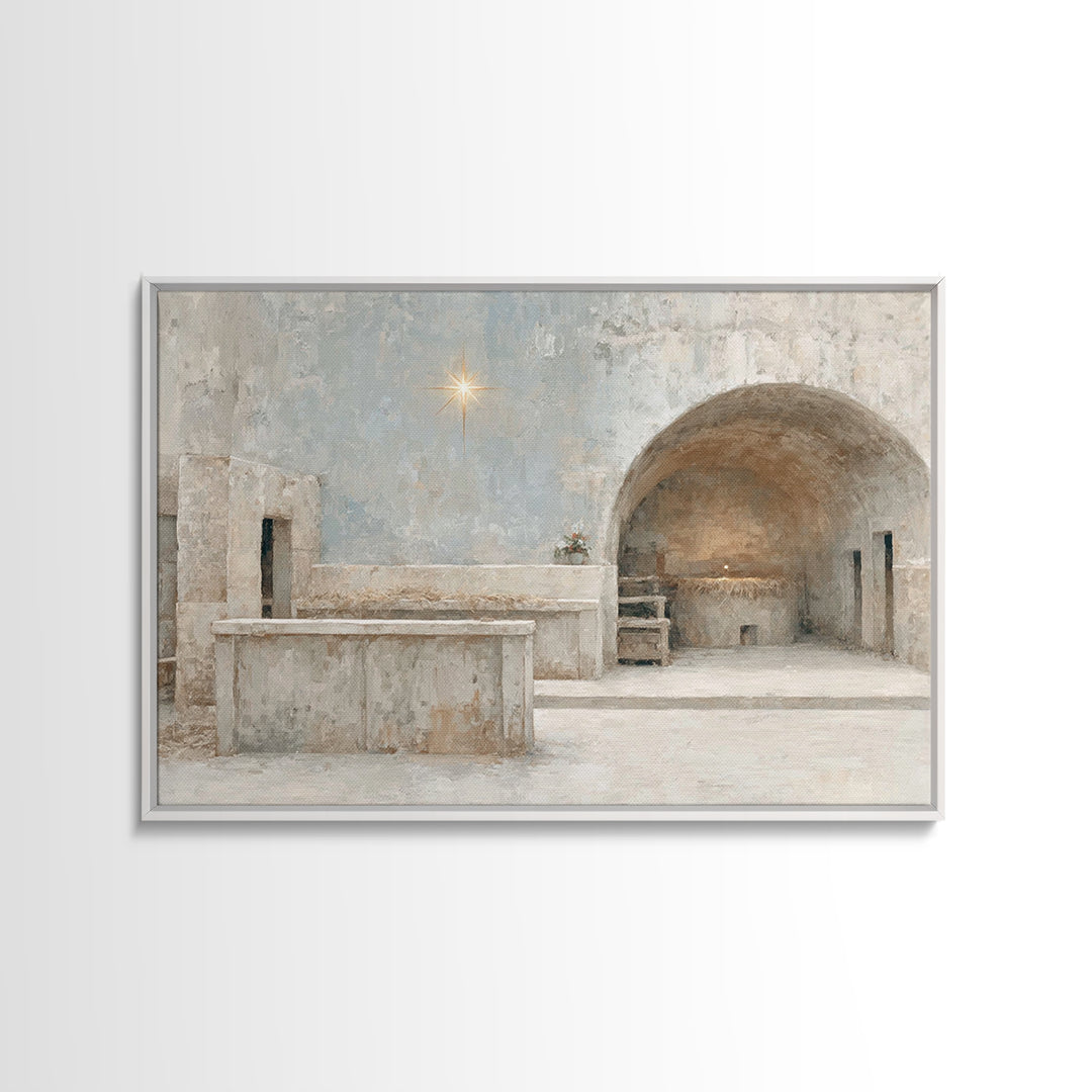 Star of Hope – Framed Canvas Print – Christian Wall Art – Christmas Art – Christian Art Canvas – Vintage Christmas Art