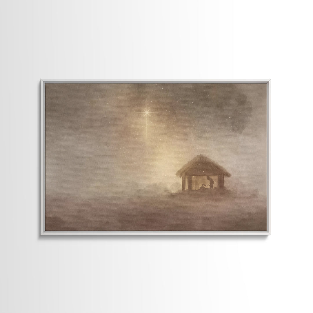Silent Nativity – Framed Canvas Print – Christian Christmas Art – Christian Art Canvas – Christmas Wall Art – Christian Wall Art