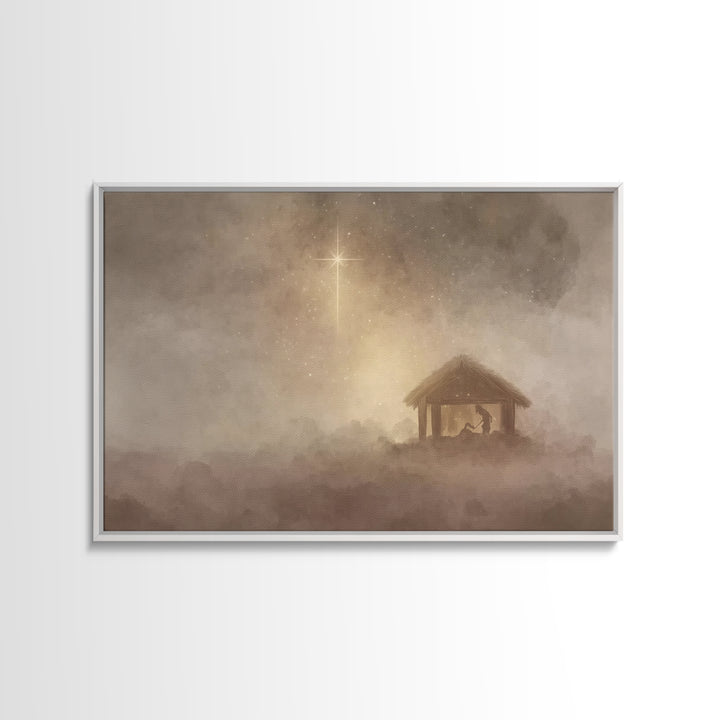 Silent Nativity – Framed Canvas Print – Christian Christmas Art – Christian Art Canvas – Christmas Wall Art – Christian Wall Art