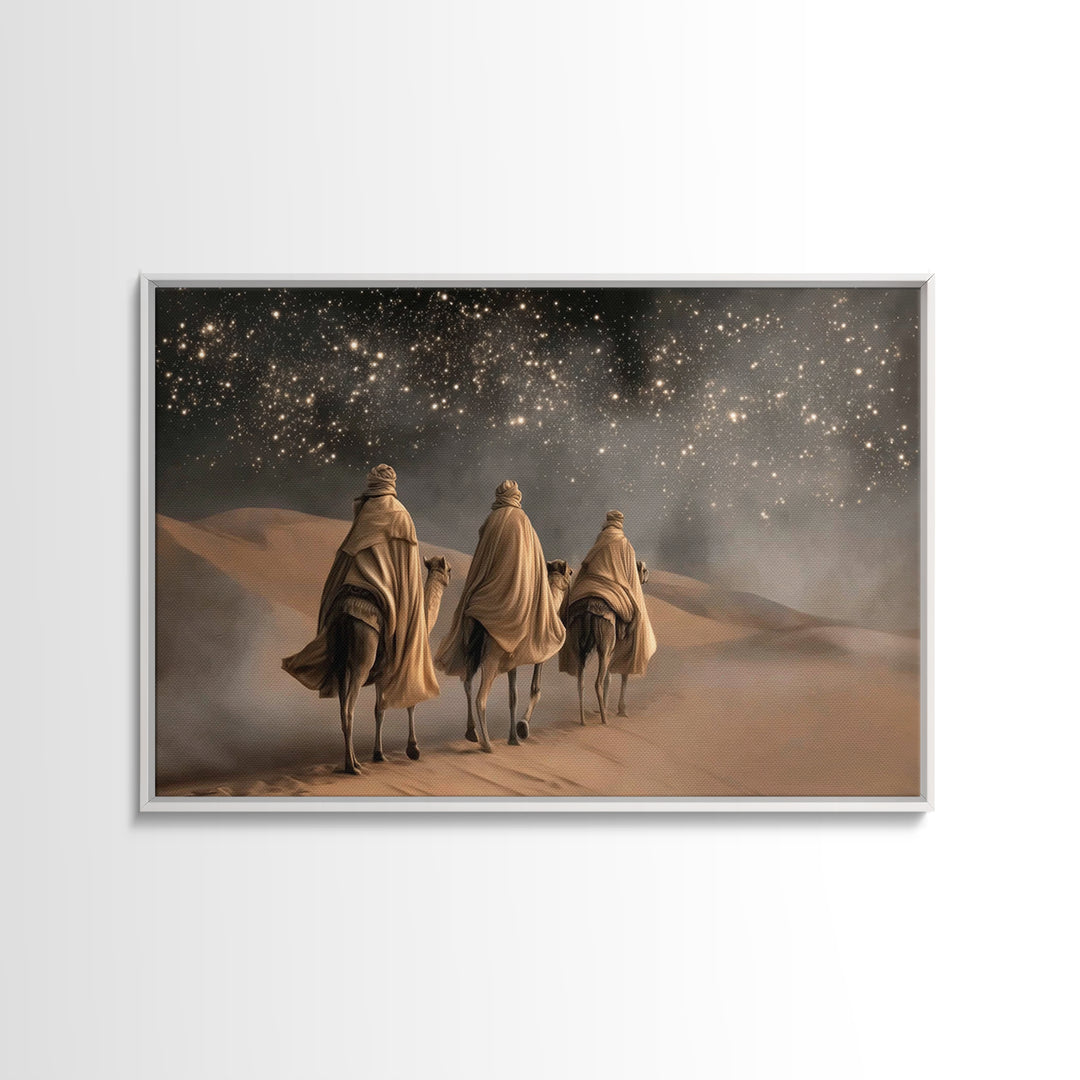Night Of Wonder – Framed Canvas Print – Christian Art Canvas – Christian Christmas Art – Christian Wall Art – Christmas Art Work – Moody Ch