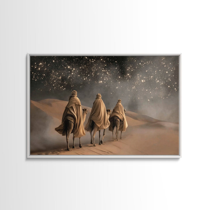 Night Of Wonder – Framed Canvas Print – Christian Art Canvas – Christian Christmas Art – Christian Wall Art – Christmas Art Work – Moody Ch