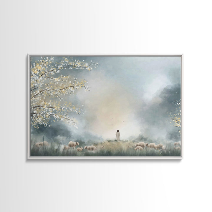 Pasture Of Light – Framed Canvas Print – Christian Wall Art – Christian Art Print – Jesus Painting – Modern Christian Art – Christian Decor