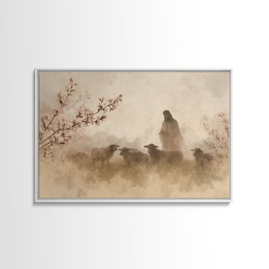 Guardian Of The Flock – Framed Canvas Print – Christian Art Canvas – Christian Wall Art – Christian Painting – Modern Christian Art – Chris