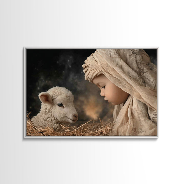 Manger Serenity | Framed Canvas Print | Christian Wall Art | Christian Art Canvas | Christmas Art Work | Jesus Painting | Christian Christm