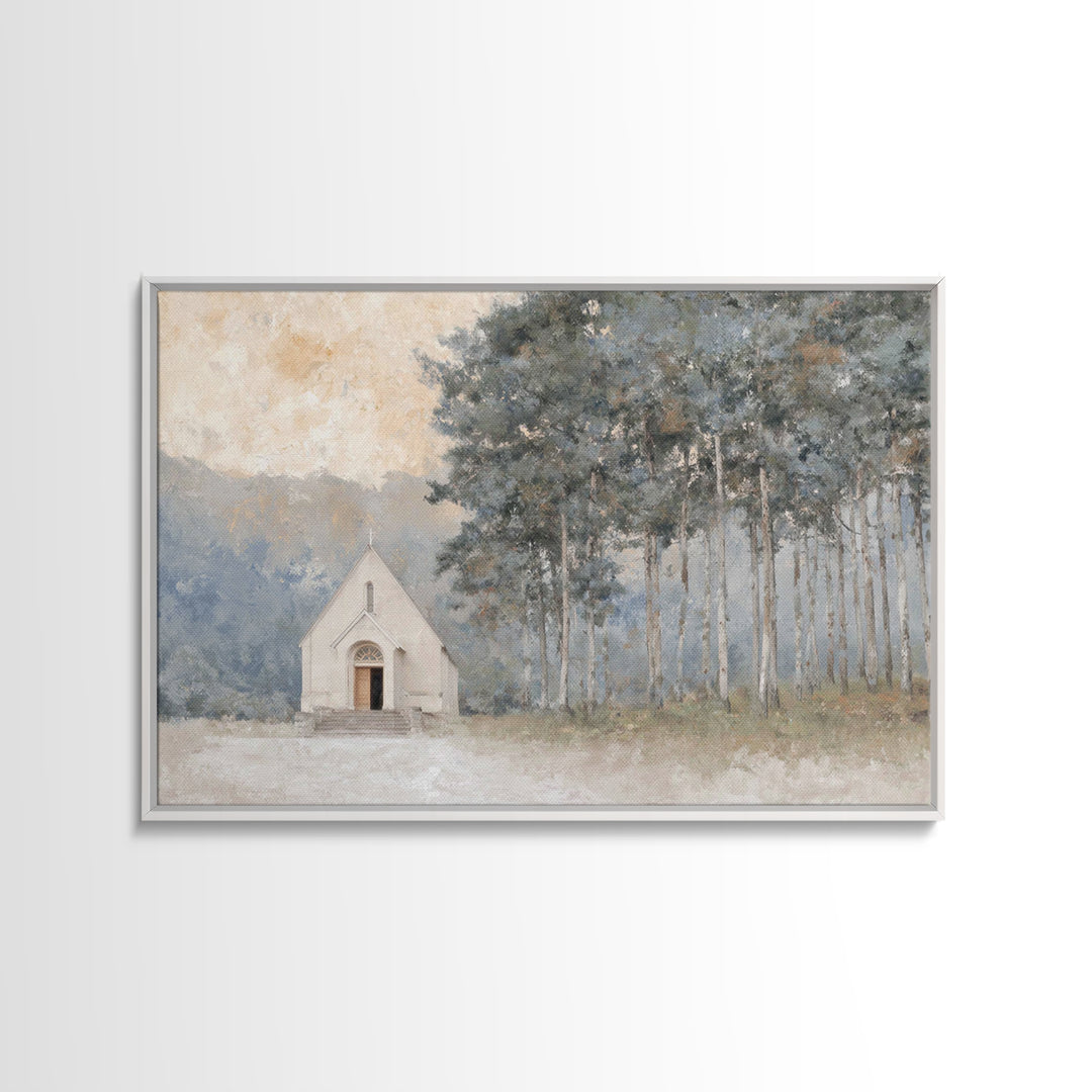 Morning Grace Chapel – Framed Canvas Print – Christian Wall Art – Large Christian Painting – Christian Art Print – Christian Decor – Christ