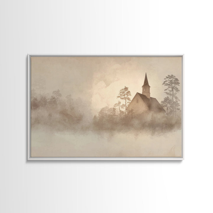 Autumn Chapel Peace – Framed Canvas Print – Christian Art, Christian Gift Ideas – Christian Art Canvas – Large Christian Art – Christmas Ar