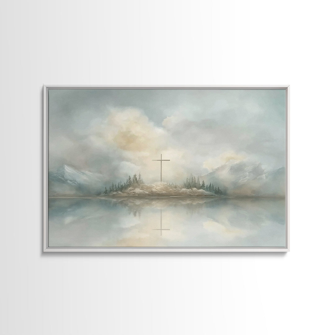 Misty Faith Chapel | Framed Canvas Print | Christian Wall Art | Subtle Christian Art | Vintage Christian Art | Christmas Art Prints | Chris