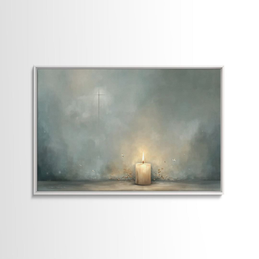 Candle Of Peace – Framed Canvas Print – Christian Wall Art – Christian Art Canvas – Minimalist Christian Art – Christian Decor