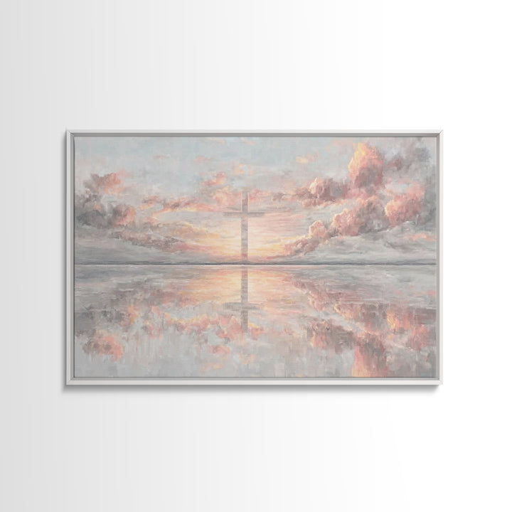 Heaven’s Dawn Cross, Framed Canvas Print, Christian Art Canvas, Christian Wall Art, Modern Christian Art, Christian Christmas Art, Christia