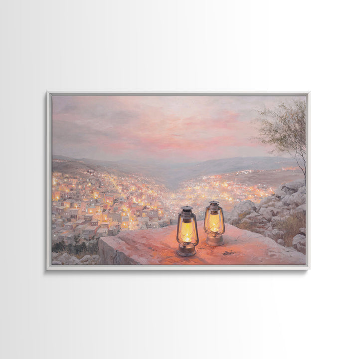 Hillside Glow – Framed Canvas Print – Christian Wall Art – Christmas Art – Christian Art Canvas – Christian Gift – Modern Christian Paintin