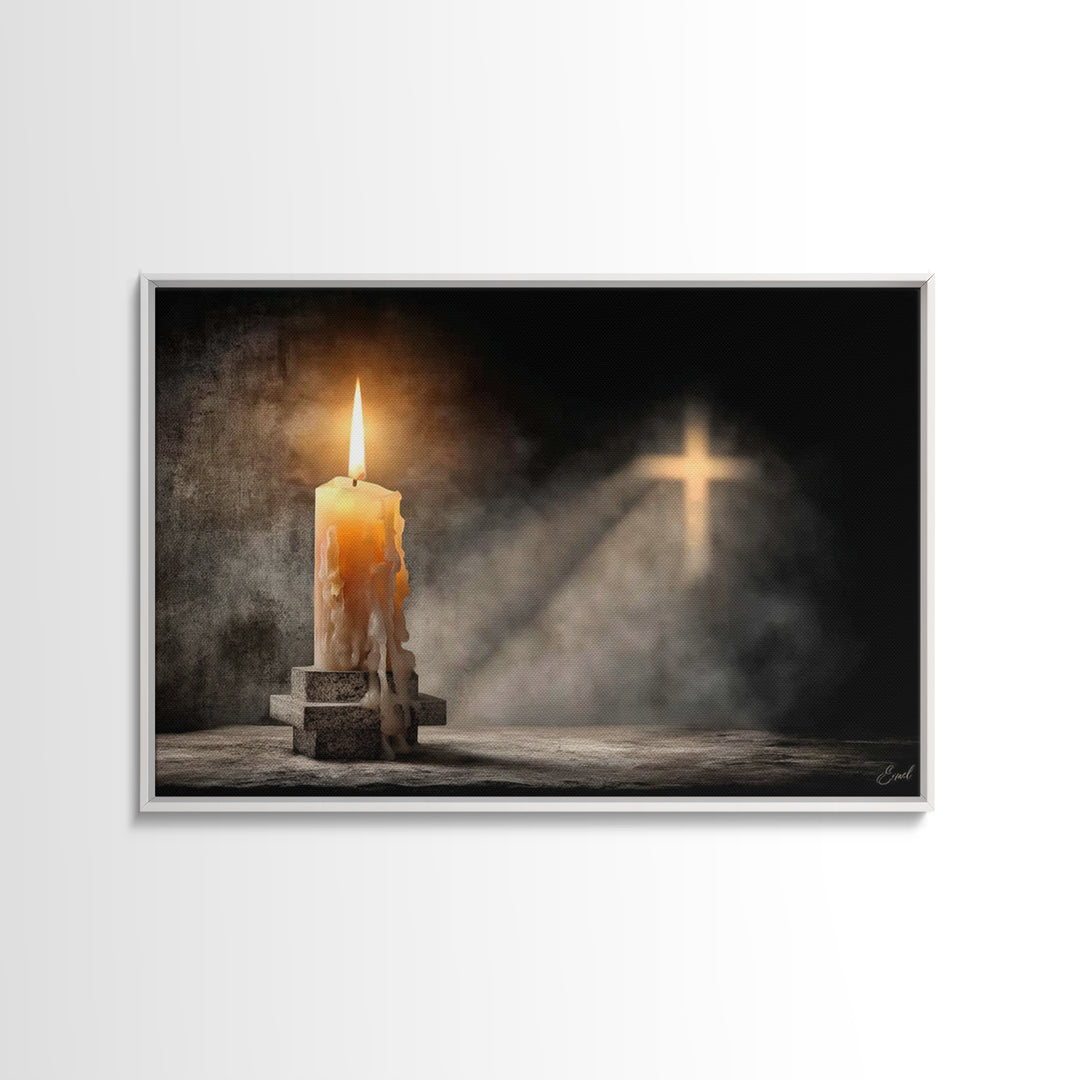 Light Of Mercy | Framed Canvas Print | Christian Art Canvas | Christian Wall Art | Moody Christian Art | Christian Art