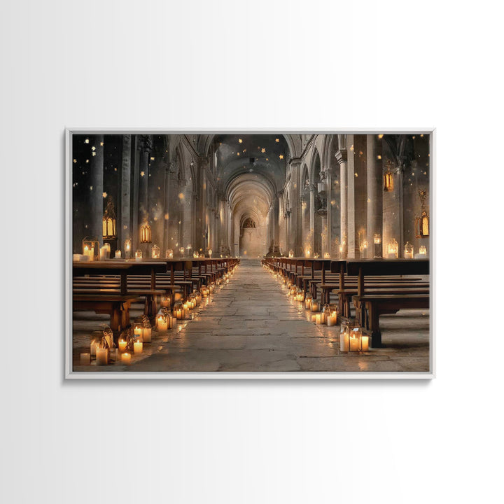 Midnight Chapel Light | Framed Canvas Print | Christian Wall Art | Christian Art Canvas | Moody Christian Art | Christian Gift Ideas | Chri