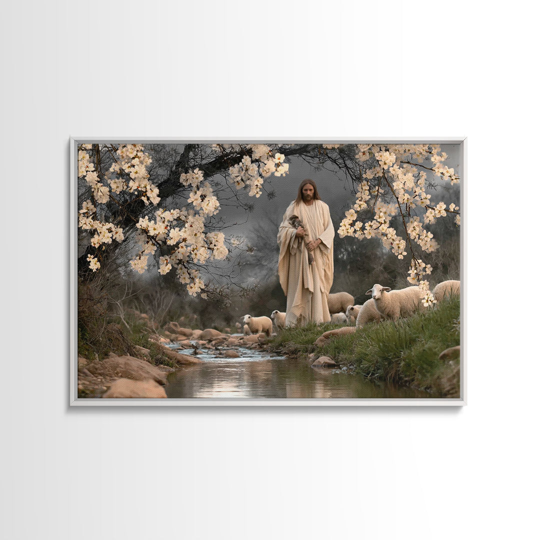 The Good Shepherd – Framed Canvas Print – Jesus Painting – Christian Wall Art – Christian Art Canvas – Christian Gift Ideas – Christian Dec
