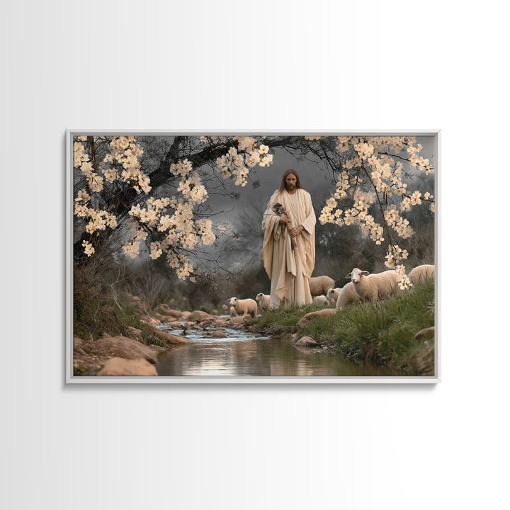 The Good Shepherd – Framed Canvas Print – Jesus Painting – Christian Wall Art – Christian Art Canvas – Christian Gift Ideas – Christian Dec