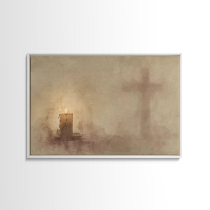 Quiet Devotion – Framed Canvas Print – Christian Art – Christian Wall Art – Moody Christian Art – Christian Art Canvas