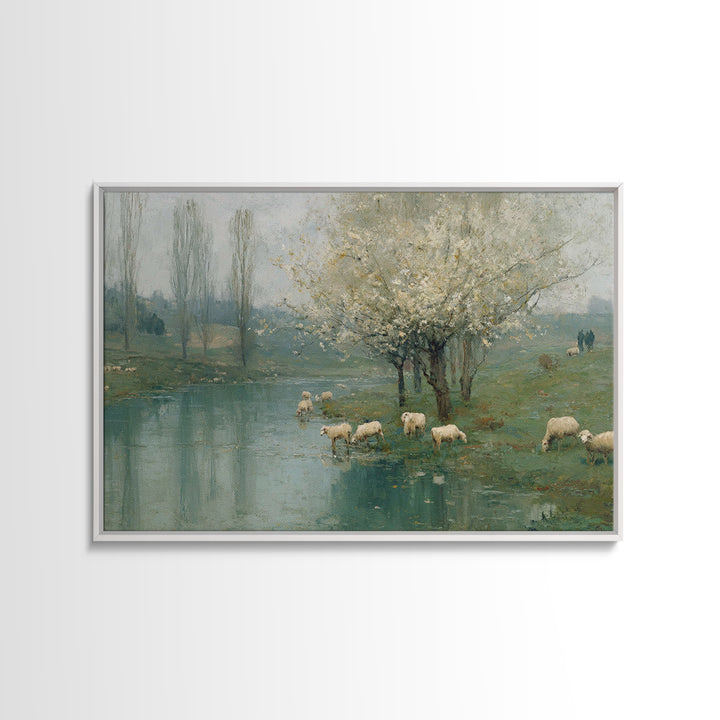 Still Waters Grace, Framed Canvas Print, Christian Wall Art, Christian Art Canvas, Vintage Christian Art, Christian Painting, Christian Gif