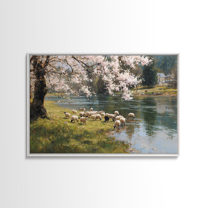 Spring Shepherd Light | Framed Canvas Print | Christian Wall Art | Christian Art Canvas | Pastoral Scenery | Christian Art Work | Christian