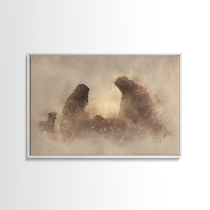 Holy Night Grace – Framed Canvas Print – Christian Wall Art – Jesus Painting – Christian Christmas Art – Christian Art Canvas – Jesus Art