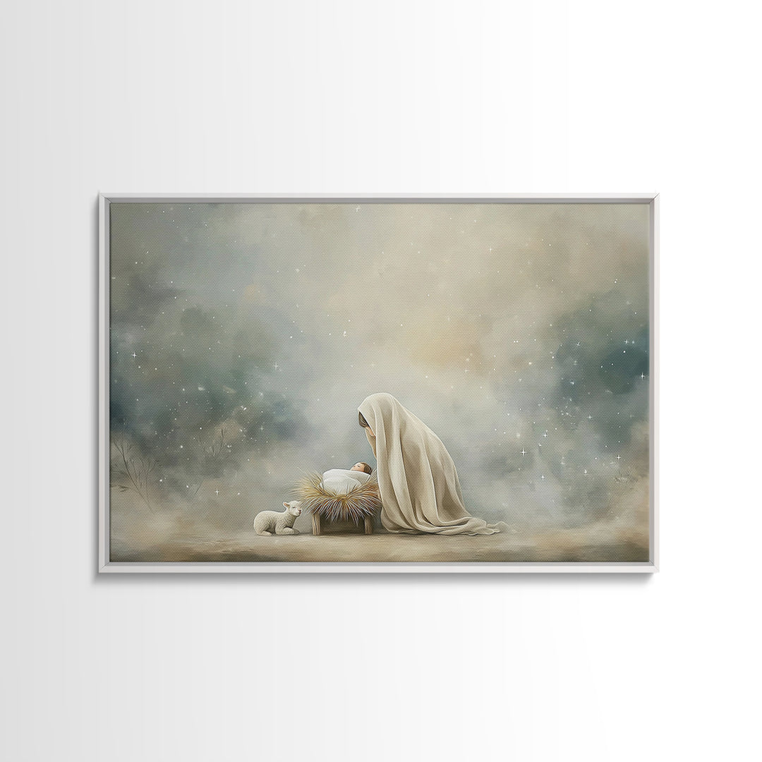 Sacred Birth Hope – Framed Canvas Print – Christian Art Canvas – Jesus Art – Christian Wall Art – Christmas Art Prints – Christian Christma