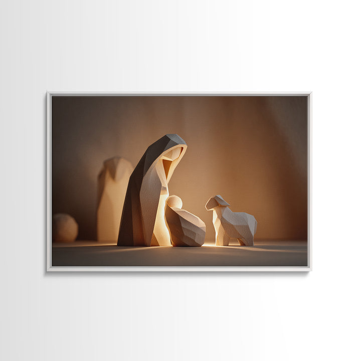 Gentle Nativity Sky | Framed Canvas Print | Christian Wall Art | Christian Christmas Art | Jesus Painting | Christmas Art Prints | Christia