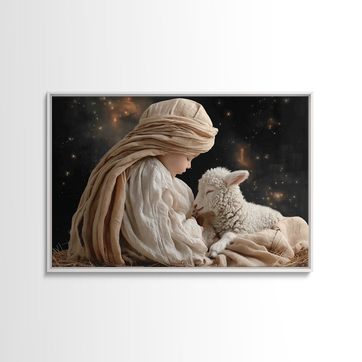 Blessed Dawn Family, Framed Canvas Print, Christian Christmas Art, Christian Art Canvas, Jesus Painting, Christian Wall Art, Christmas Art