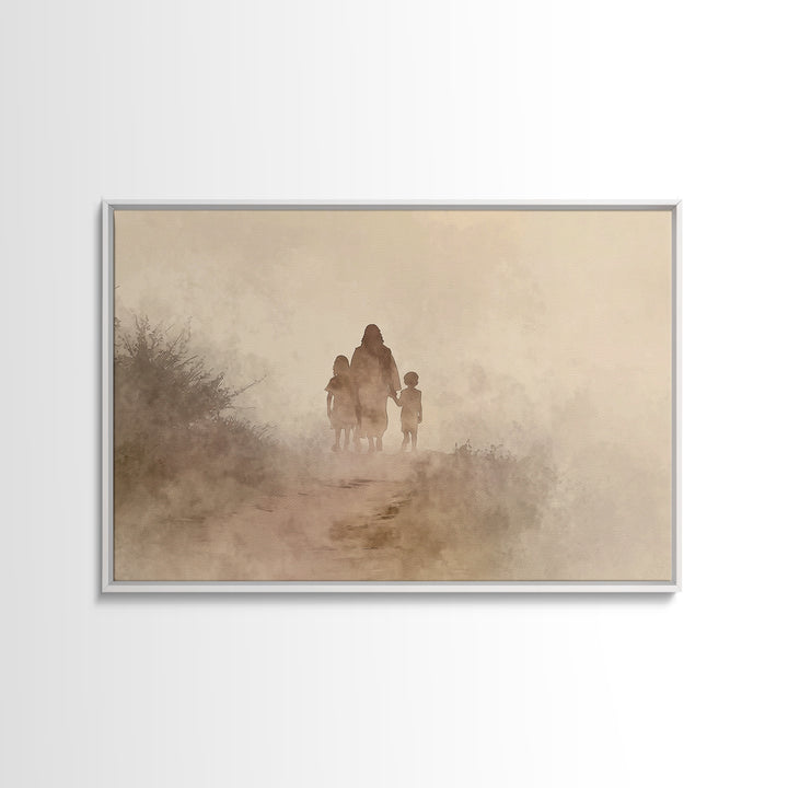 Guiding Steps Home – Framed Canvas Print – Christian Art Canvas – Christian Wall Art – Jesus Painting – Christian Art Prints – Christian Gi