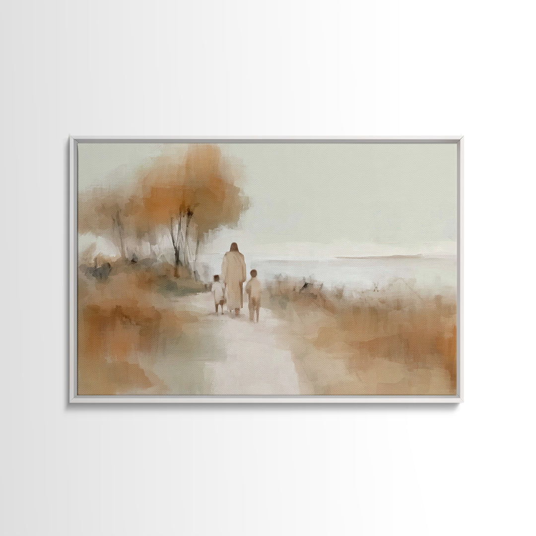 Autumn Walk Grace | Framed Canvas Print | Christian Art Canvas | Christian Wall Art | Jesus Painting | Christian Gift Ideas | Christian Art