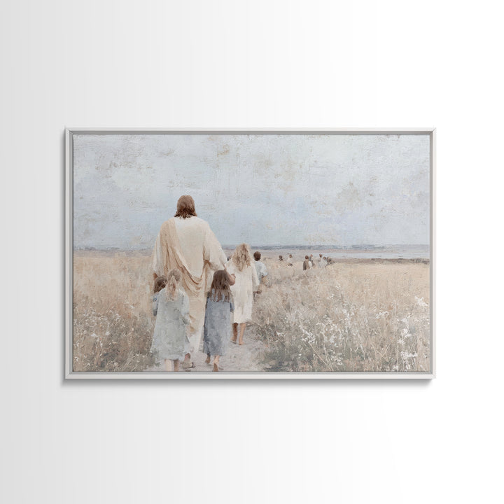Fields Of Hope – Framed Canvas Print – Christian Art Canvas – Large Jesus Painting – Christian Wall Art – Christian Gift – Vintage Christia