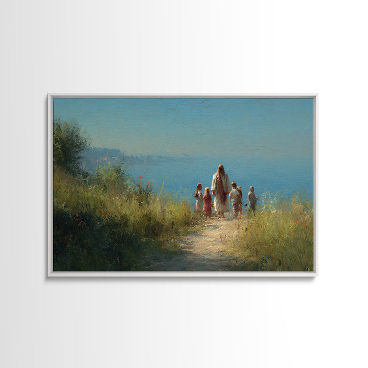 Shoreline Blessing – Framed Canvas Print – Jesus Painting – Christian Wall Art – Christian Art Canvas – Christian Decor – Modern Christian