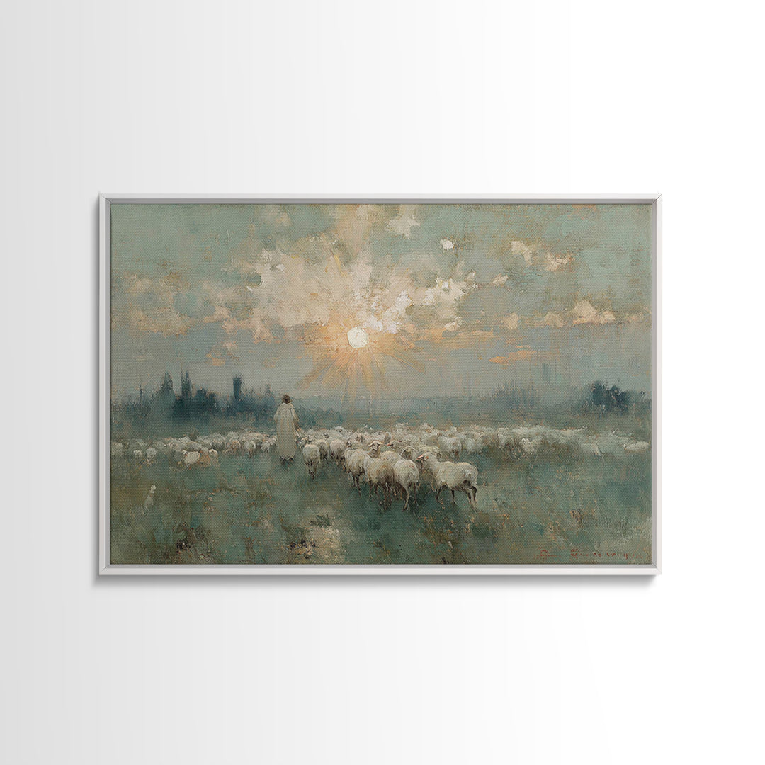 Rising Light – Framed Canvas Print – Christian Art Canvas – Christian Wall Art – Jesus Painting – Large Christian Art – Christian Christmas