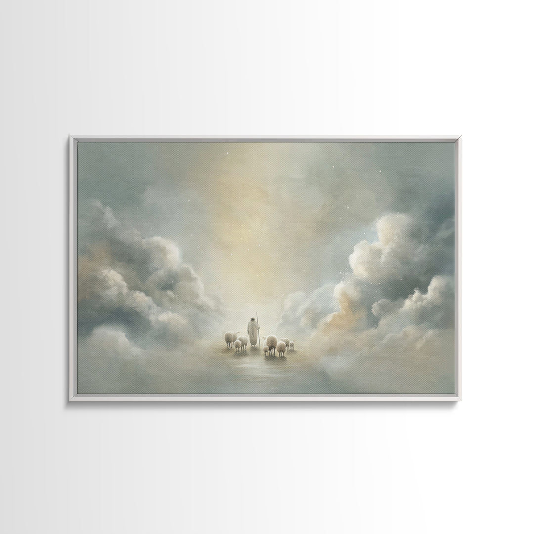 Cloudborne Peace – Framed Canvas Print – Minimalist Christian Art – Christian Art Canvas – Christian Wall Art – Subtle Christian Art – Chri
