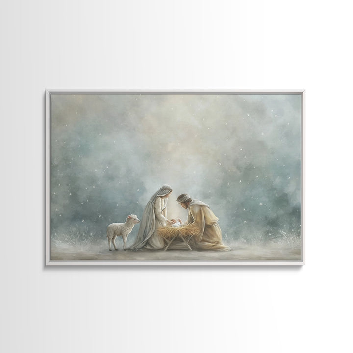Innocent Faith – Framed Canvas Print – Christian Art Canvas – Jesus Painting – Christian Decor – Christian Christmas Art – Christmas Wall A