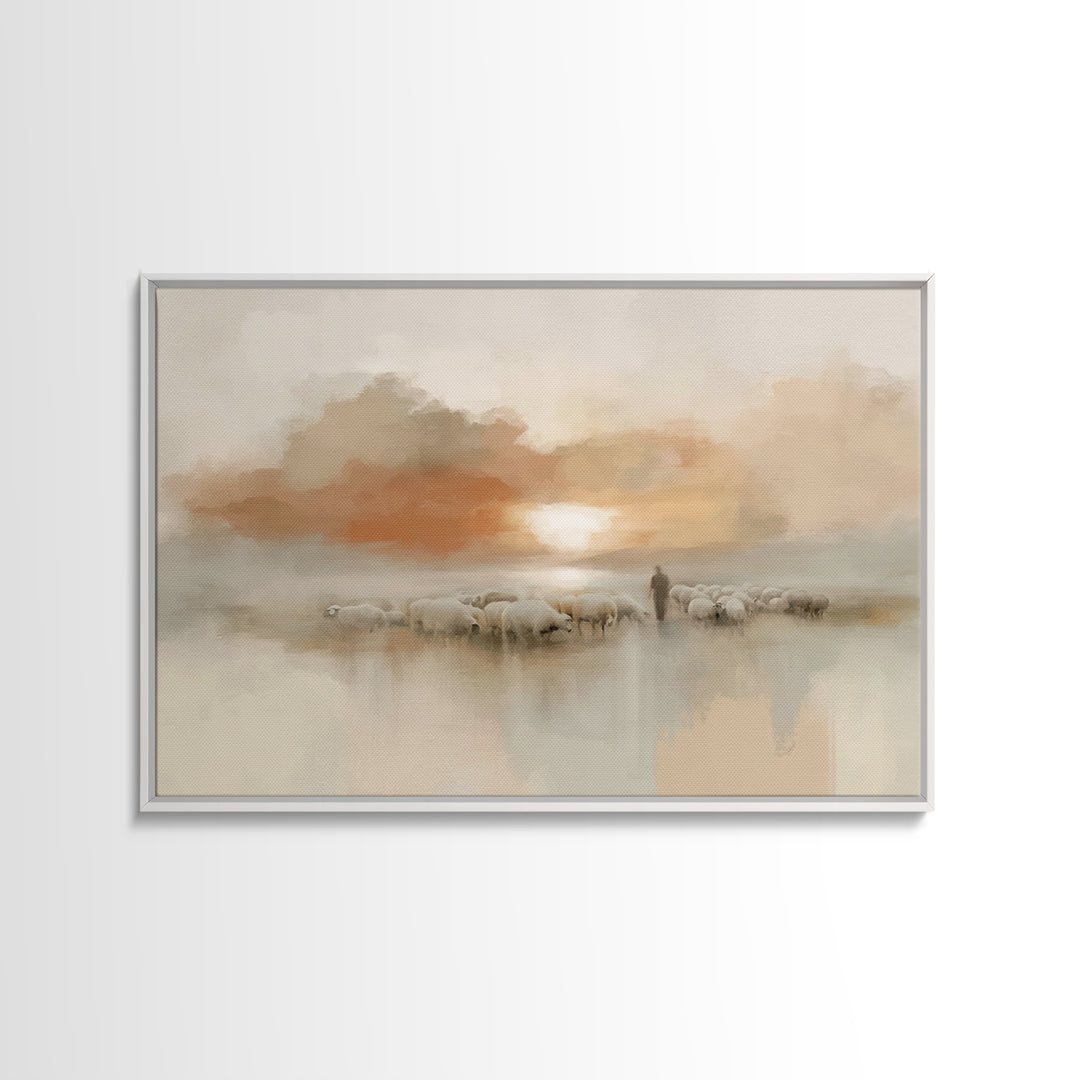 Pastoral Ember – Framed Canvas Print – Christian Wall Art – Christian Art Canvas – Jesus Painting – Subtle Christian Art – Christian Home D