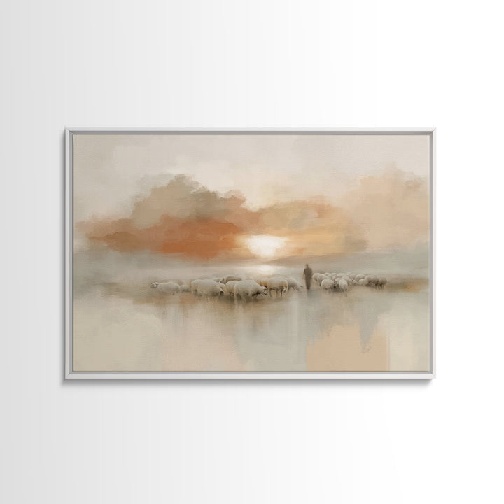 Pastoral Ember – Framed Canvas Print – Christian Wall Art – Christian Art Canvas – Jesus Painting – Subtle Christian Art – Christian Home D